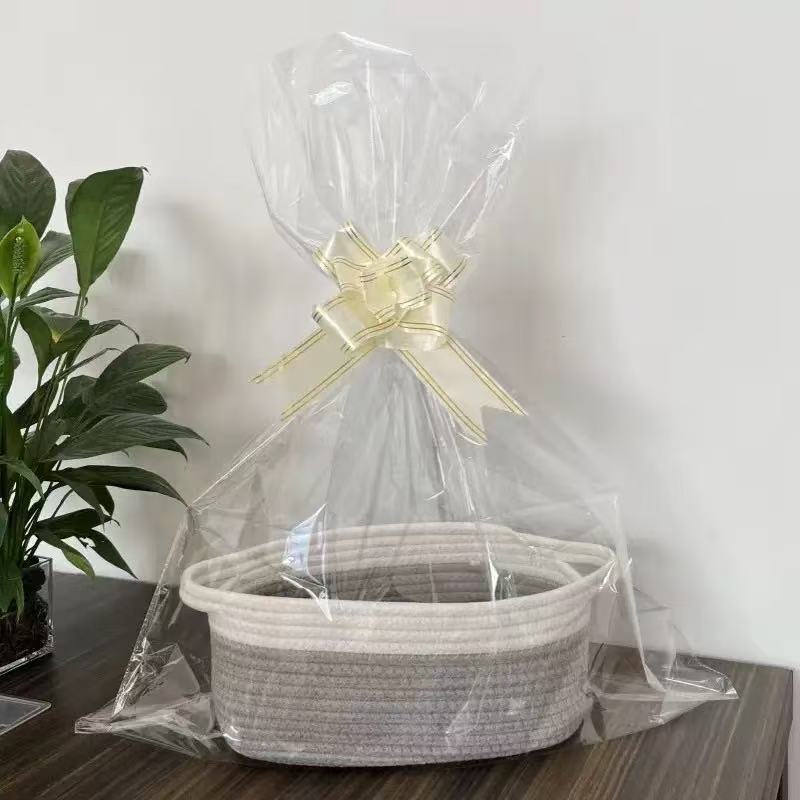 Fourniture directe d'usine nouveau panier de rangement portable en corde de coton tissé ovale panier cadeau panier de rangement pour livres et articles divers grande capacité