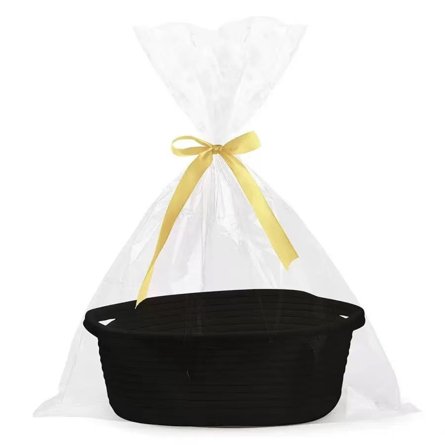 Usine directe fournir un nouveau panier de rangement portable en corde de coton tissée panier cadeau ovale articles divers livres panier de rangement grande capacité