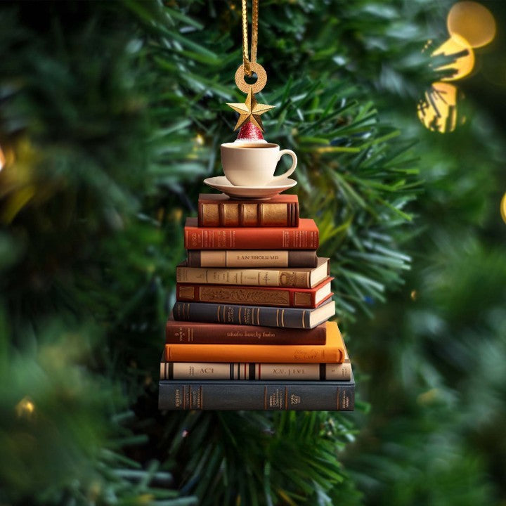 Sapin de Noël suspendu en bois étagère pendentif livres empilés décorations sapin de Noël décorations suspendues pendentif de voiture