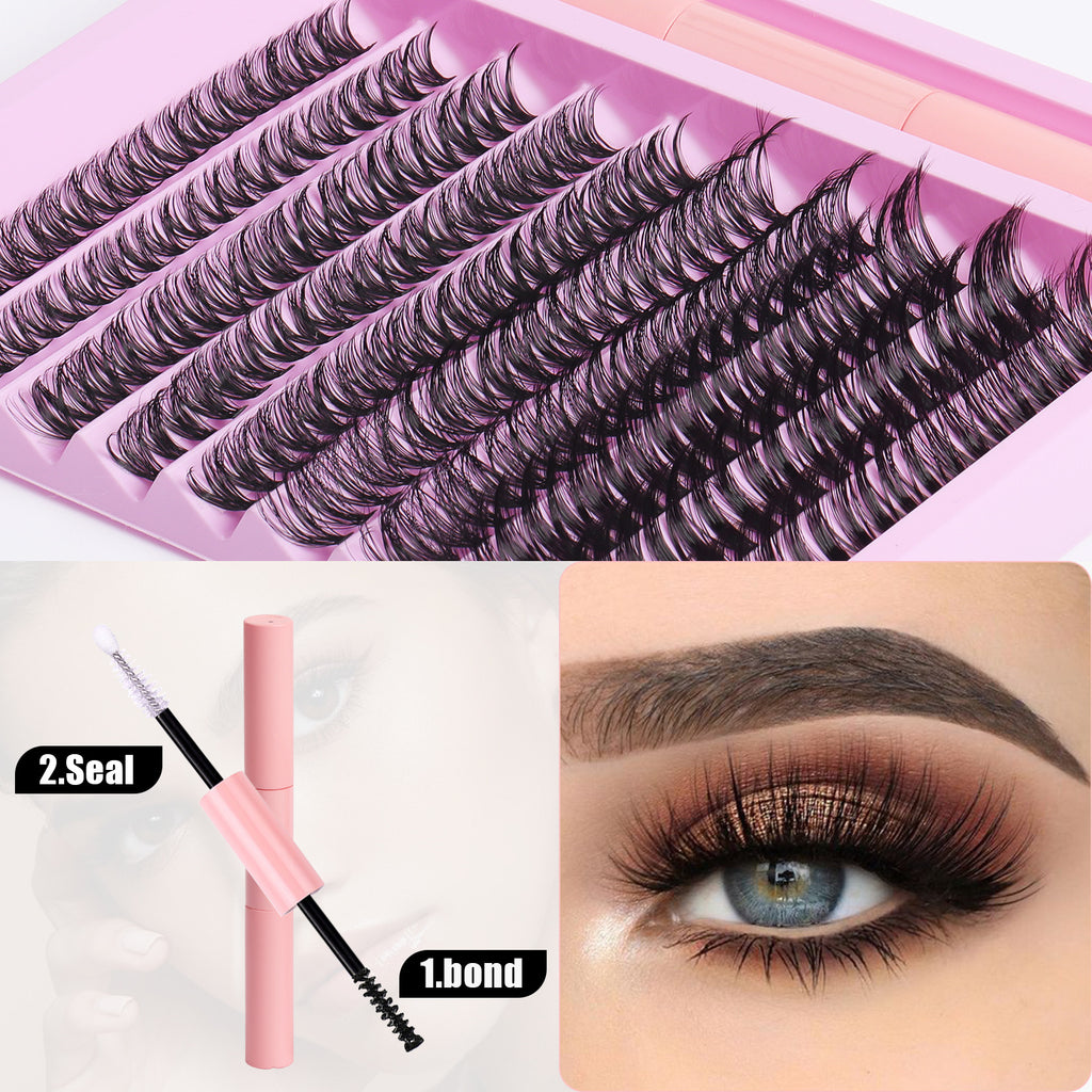Nouveau volume D faux cils en gros livres de cils DIY épais 10 rangées grande capacité mélange naturel courbé ne blesse pas les yeux