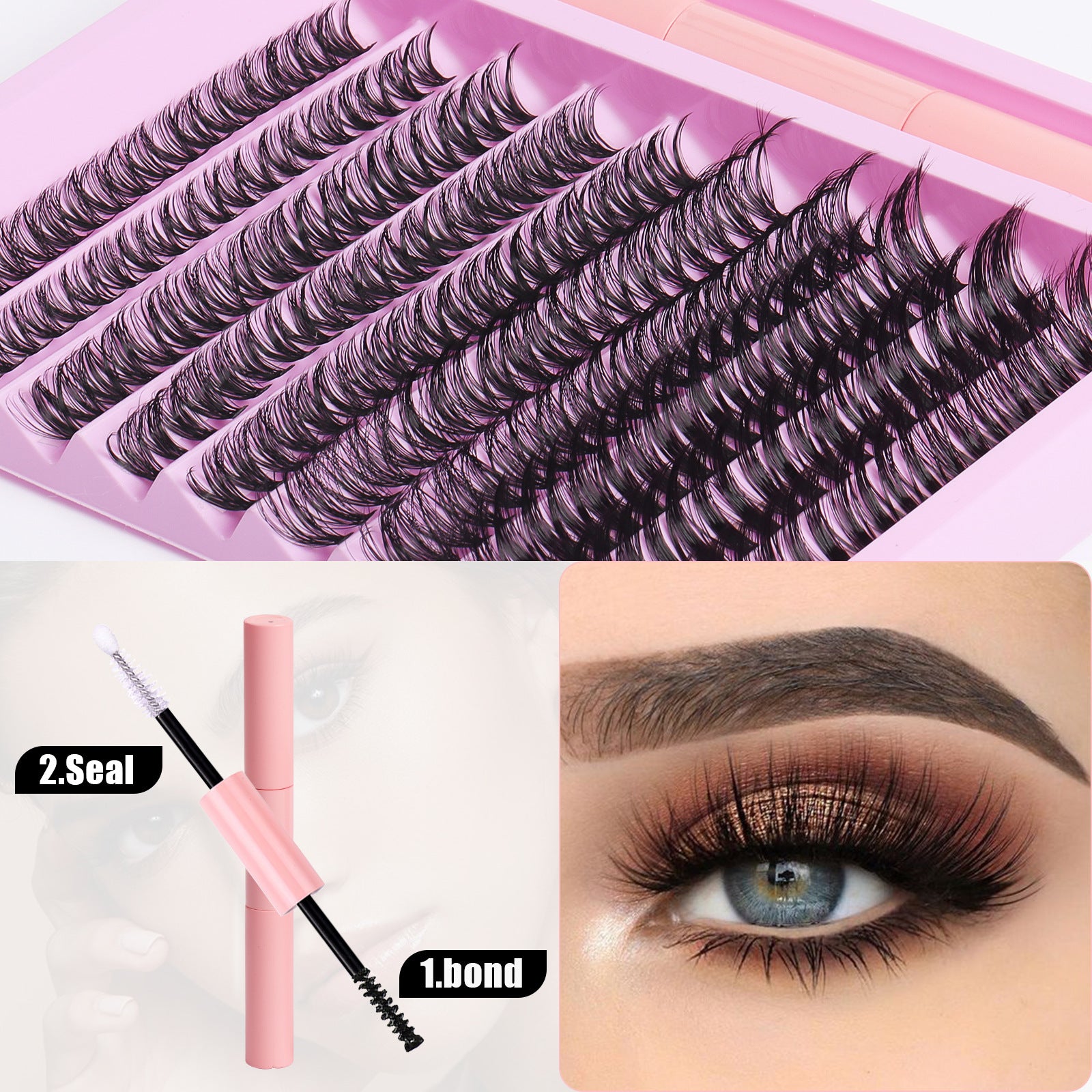 Nouveau volume D faux cils en gros livres de cils DIY épais 10 rangées grande capacité mélange naturel courbé ne blesse pas les yeux