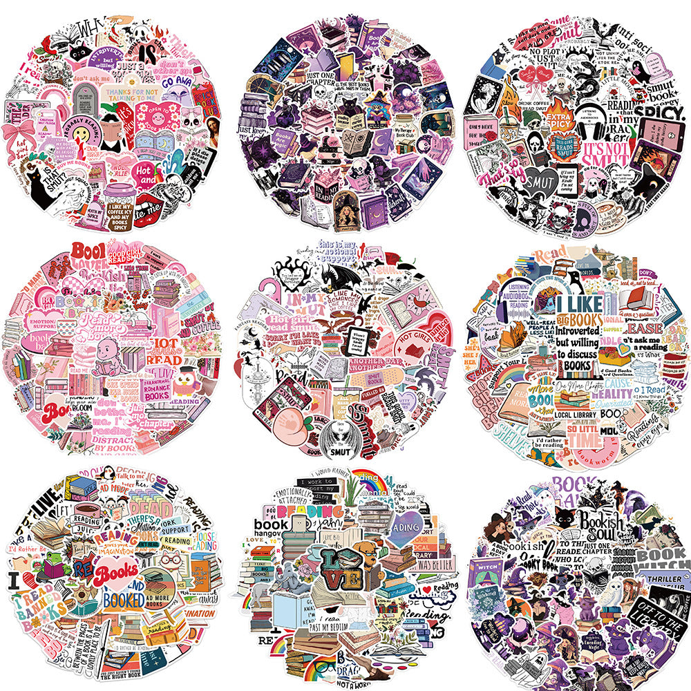 Un assortiment de 50 autocollants fantaisie de lecture de dessins animés pour graffitis érotiques, guitare décorative, carnet de notes, bagages, DIY, vente en gros.