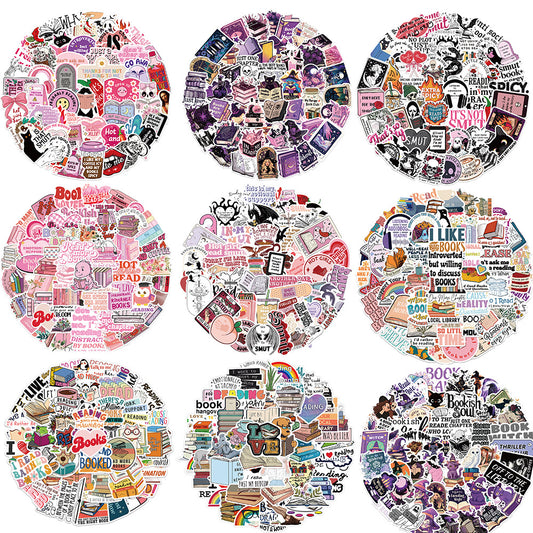A variety of 50 cartoon reading books smut graffiti stickers decorative guitar notebook luggage DIY wholesale