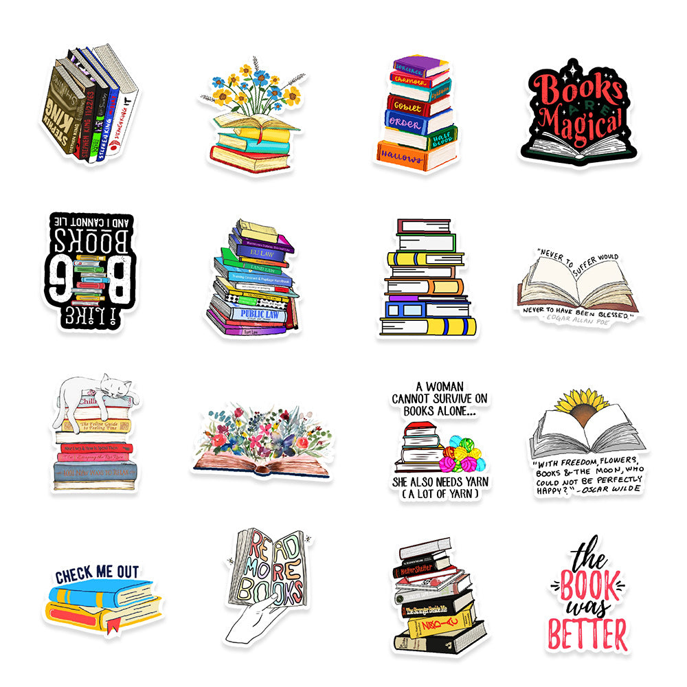 50 livres de lecture, graffitis, autocollants pour ordinateur, téléphone portable, tablette, autocollants décoratifs étanches, autocollants de grand livre, vente en gros