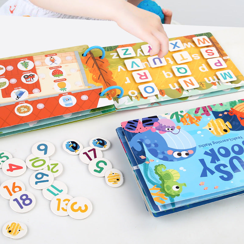 Livre d'autocollants silencieux pour l'éveil des enfants, ferme, lettres, puzzle cognitif, livre magique à déchirer et tirer à répétition pour jouets d'éducation précoce
