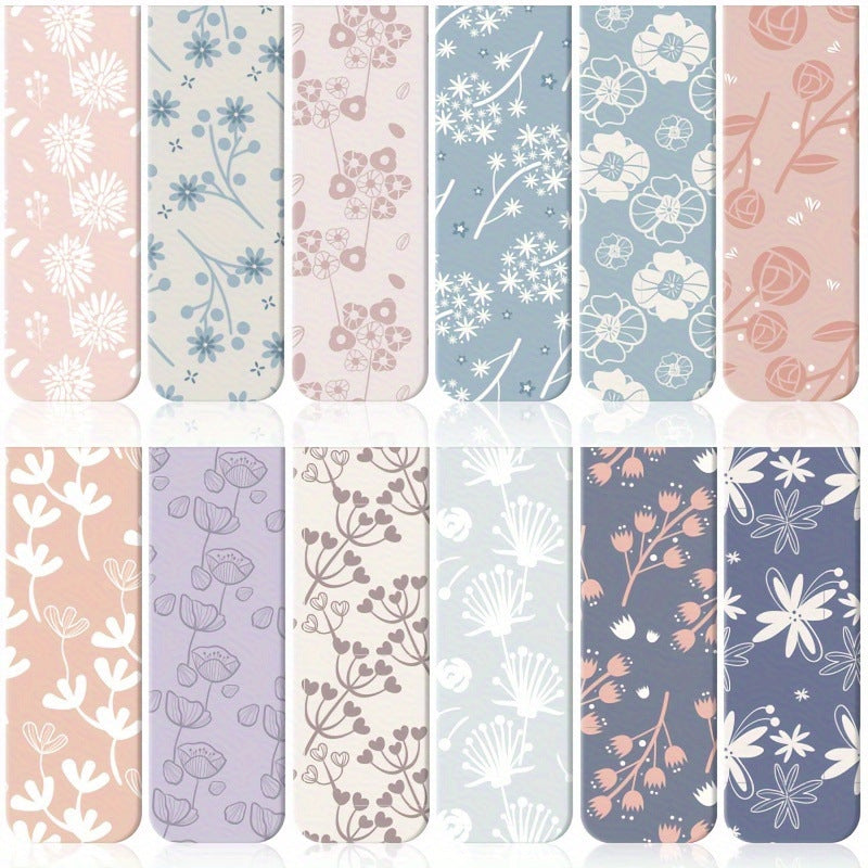 12PCs fresh floral magnetic bookmark student books magnetic label mark