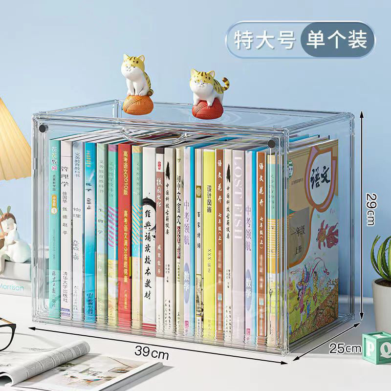 Bibliothèque transfrontalière étagère à livres, boîte de rangement pour livres anciens, organisateur en acrylique transparent, fantastique bibliothèque domestique de grande capacité, anti-poussière.