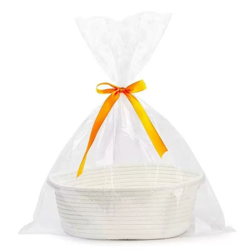 Usine directe fournir un nouveau panier de rangement portable en corde de coton tissée panier cadeau ovale articles divers livres panier de rangement grande capacité