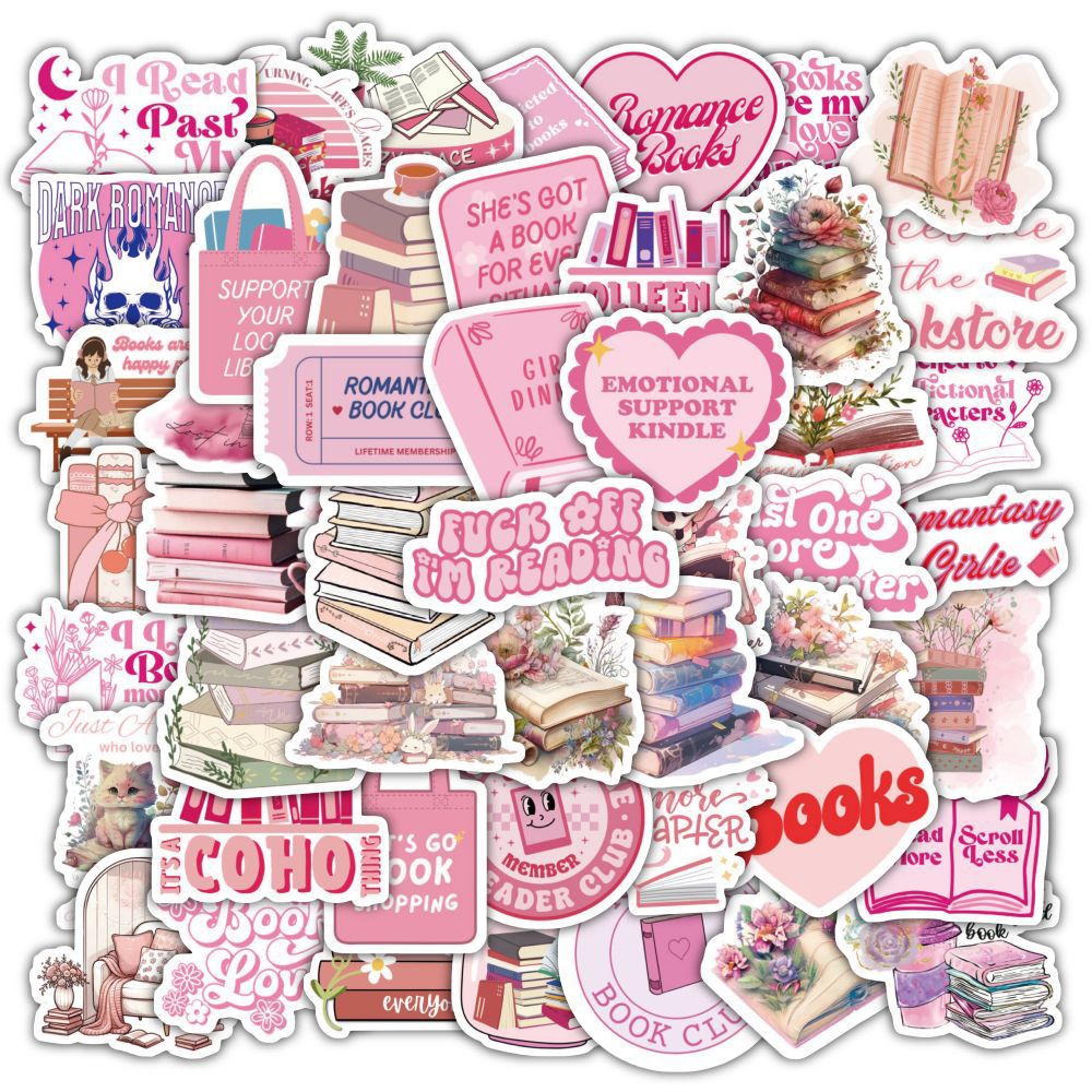 Lot de 120 autocollants de lecture roses, super économiques, décoration créative personnalisée pour livres, coques de téléphone, et carnets, disponibles en gros.