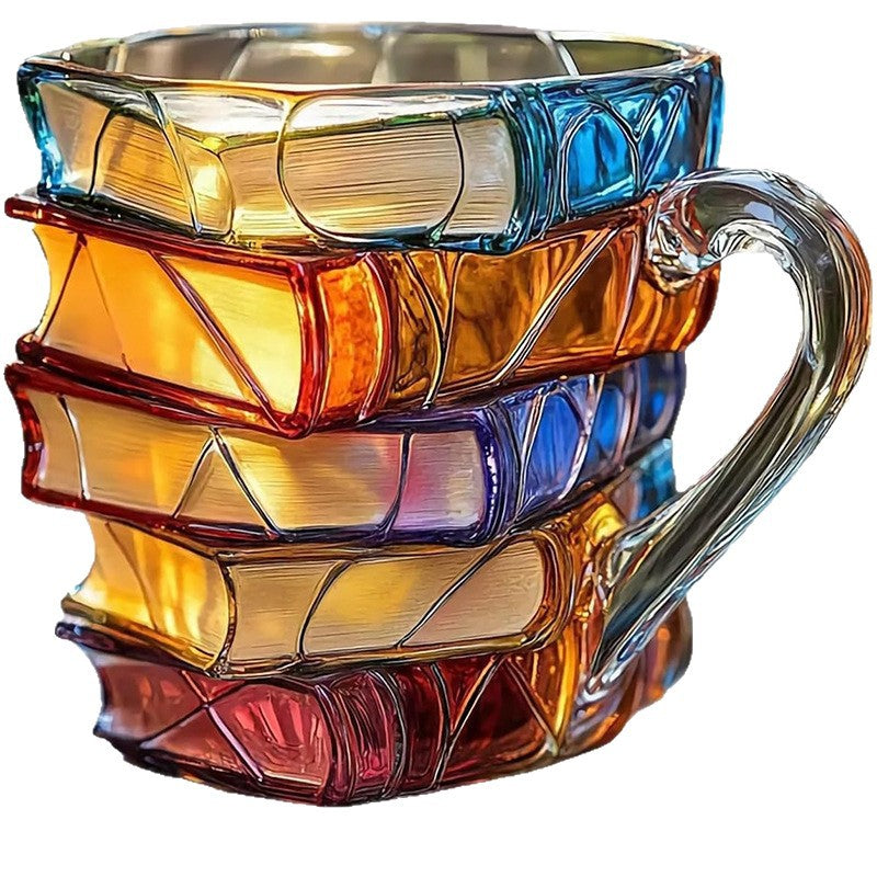 Tasse à café Cross-border Painted Book Mug Peinte Livres Peinte livres Tasse à café unique Tasse à café empilement de livres