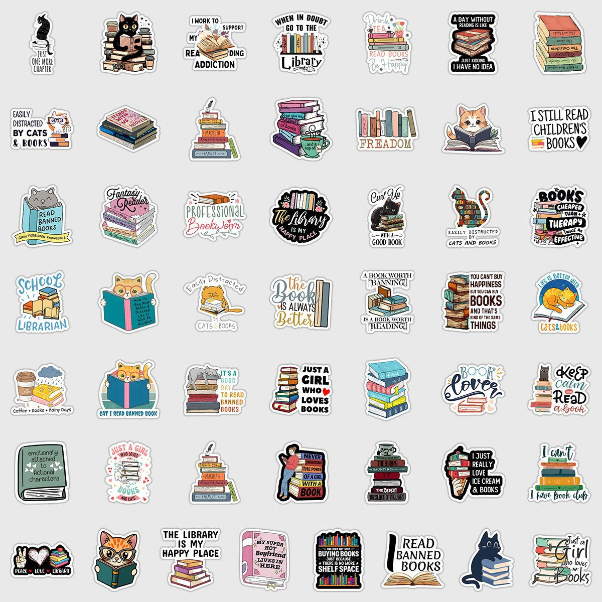 50 books reading graffiti stickers computer cellphone tablet computer decorative stickers waterproof hand Ledger sticker wholesale