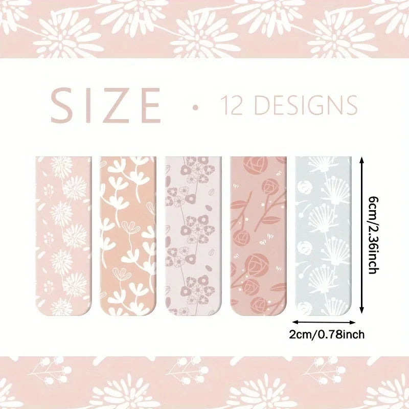 12PCs fresh floral magnetic bookmark student books magnetic label mark