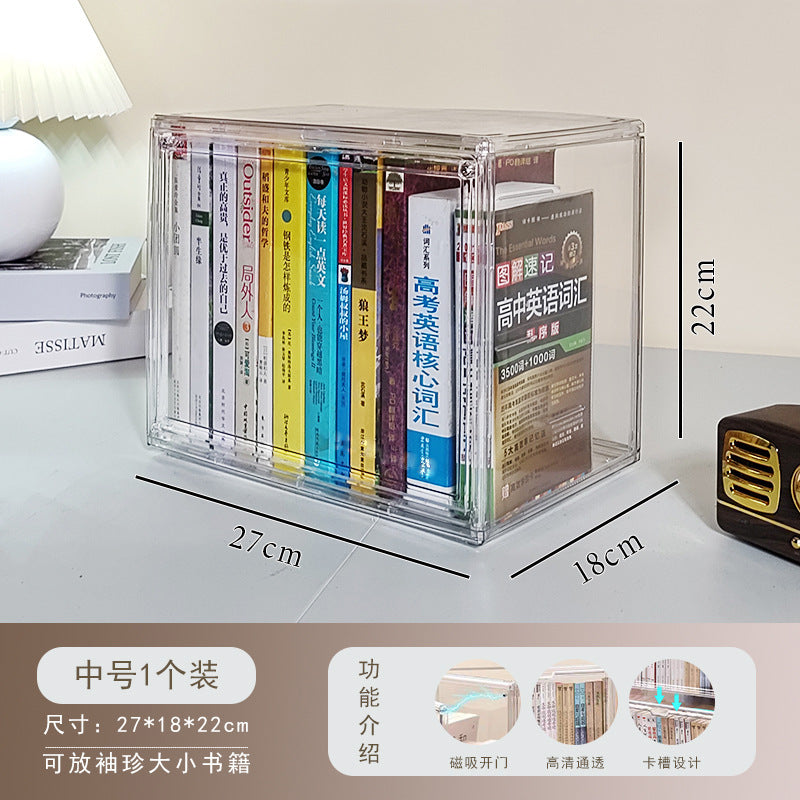 Bibliothèque transfrontalière étagère à livres, boîte de rangement pour livres anciens, organisateur en acrylique transparent, fantastique bibliothèque domestique de grande capacité, anti-poussière.