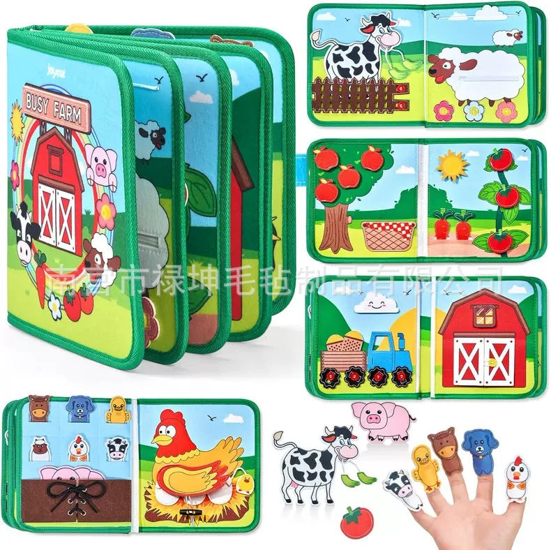 Livre en feutre pour enfants sur les animaux de la ferme, pour l'éducation précoce, planche d'activités en feutre, livre d'histoires pour l'apprentissage précoce, disponible sur Amazon.