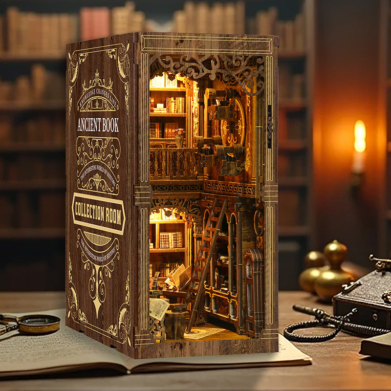 Boîte à livres transfrontalière, nouveau meuble de rangement pour livres anciens, support en bois, modèle 3D à assembler soi-même, petite maison, ornements de bibliothèque