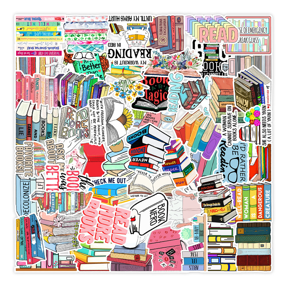 50 livres de lecture, graffitis, autocollants pour ordinateur, téléphone portable, tablette, autocollants décoratifs étanches, autocollants de grand livre, vente en gros