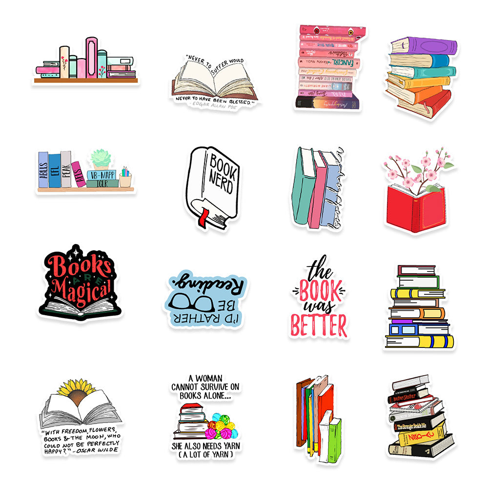50 livres de lecture, graffitis, autocollants pour ordinateur, téléphone portable, tablette, autocollants décoratifs étanches, autocollants de grand livre, vente en gros