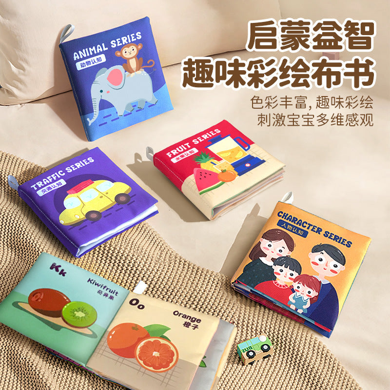 Amazon commerce extérieur vente chaude livre en tissu pour bébé et nourrisson d'éveil et d'éducation précoce, animaux et transports, livre cognitif en anglais