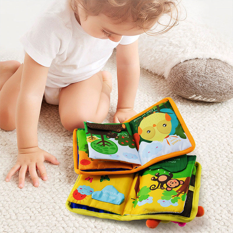 Livre en tissu de commerce extérieur Bébé Livre en tissu en trois dimensions Jouets pour bébé 0-1 ans puzzle Livres à mordiller pour l'éveil Éveil transfrontalier