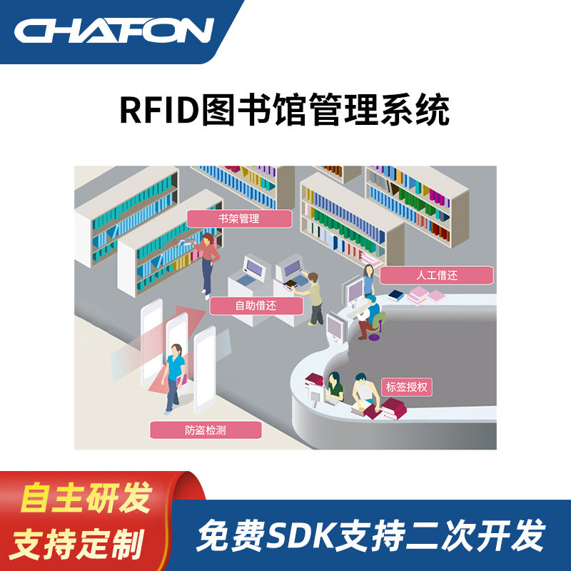 Système de gestion de bibliothèque ultra haute fréquence Chuangfang : emprunt de livres, enregistrement automatique, inventaire rapide et précis, classification.