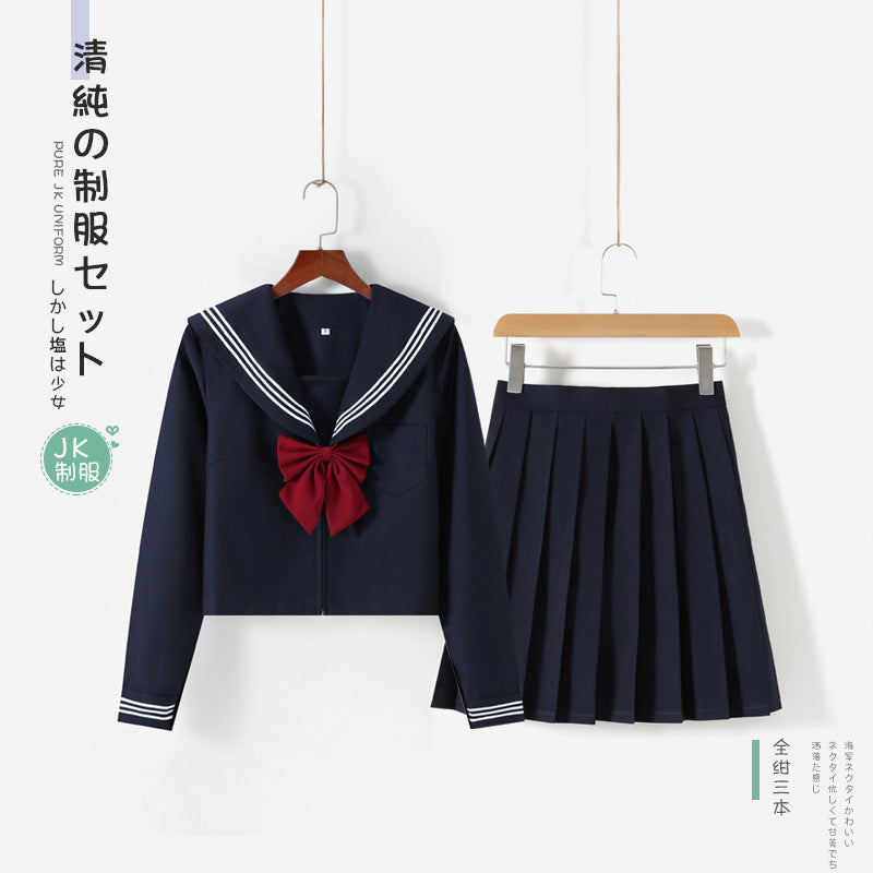 Forfait de livraison en usine service après-vente uniforme jk style de base cyanose trois livres costume de marin jk pour écoles sens costume jk jupe jk véritable