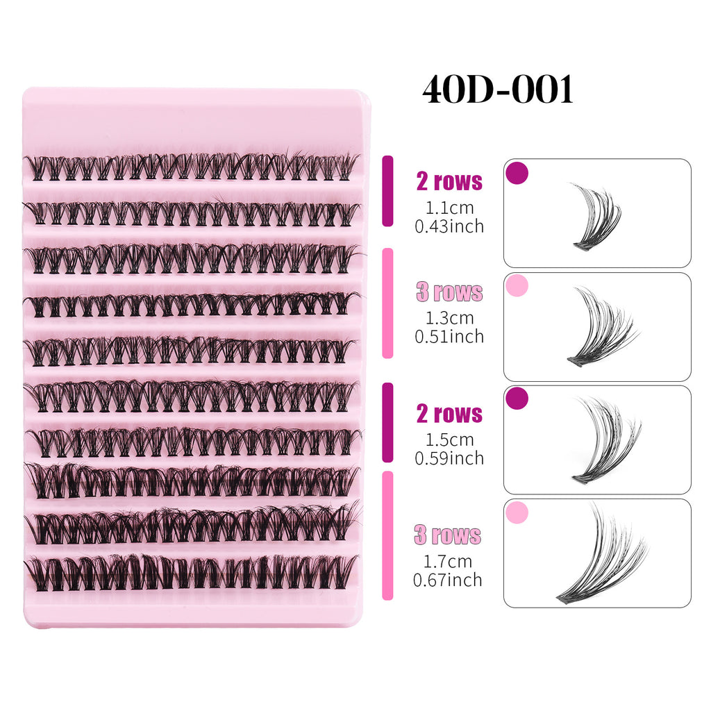 Nouveau volume D faux cils en gros livres de cils DIY épais 10 rangées grande capacité mélange naturel courbé ne blesse pas les yeux