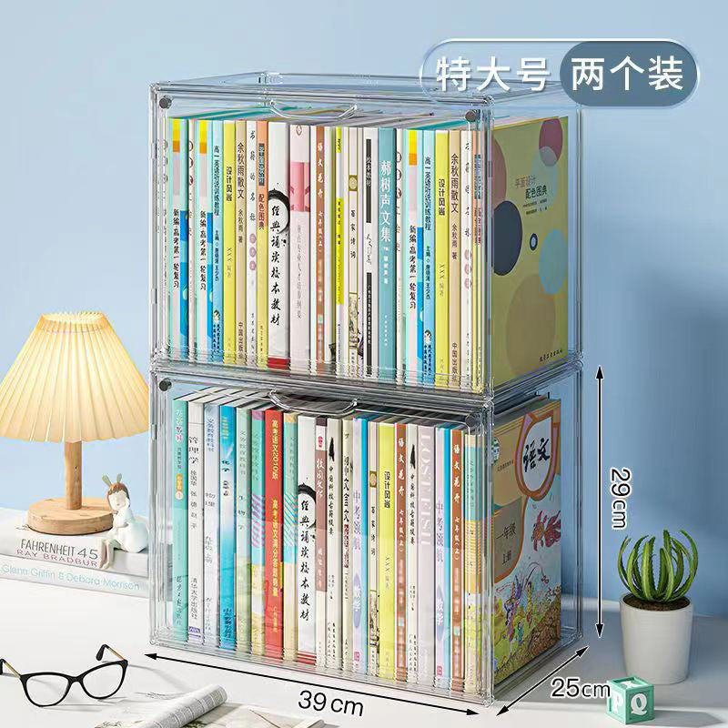 Bibliothèque transfrontalière étagère à livres, boîte de rangement pour livres anciens, organisateur en acrylique transparent, fantastique bibliothèque domestique de grande capacité, anti-poussière.