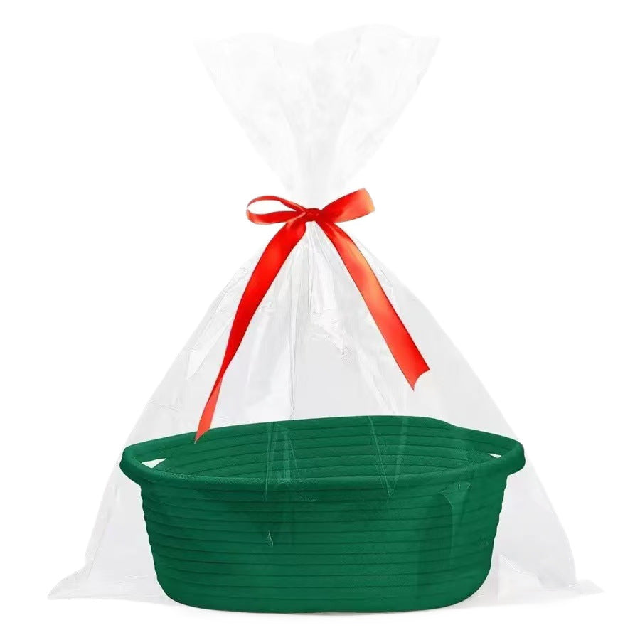 Usine directe fournir un nouveau panier de rangement portable en corde de coton tissée panier cadeau ovale articles divers livres panier de rangement grande capacité