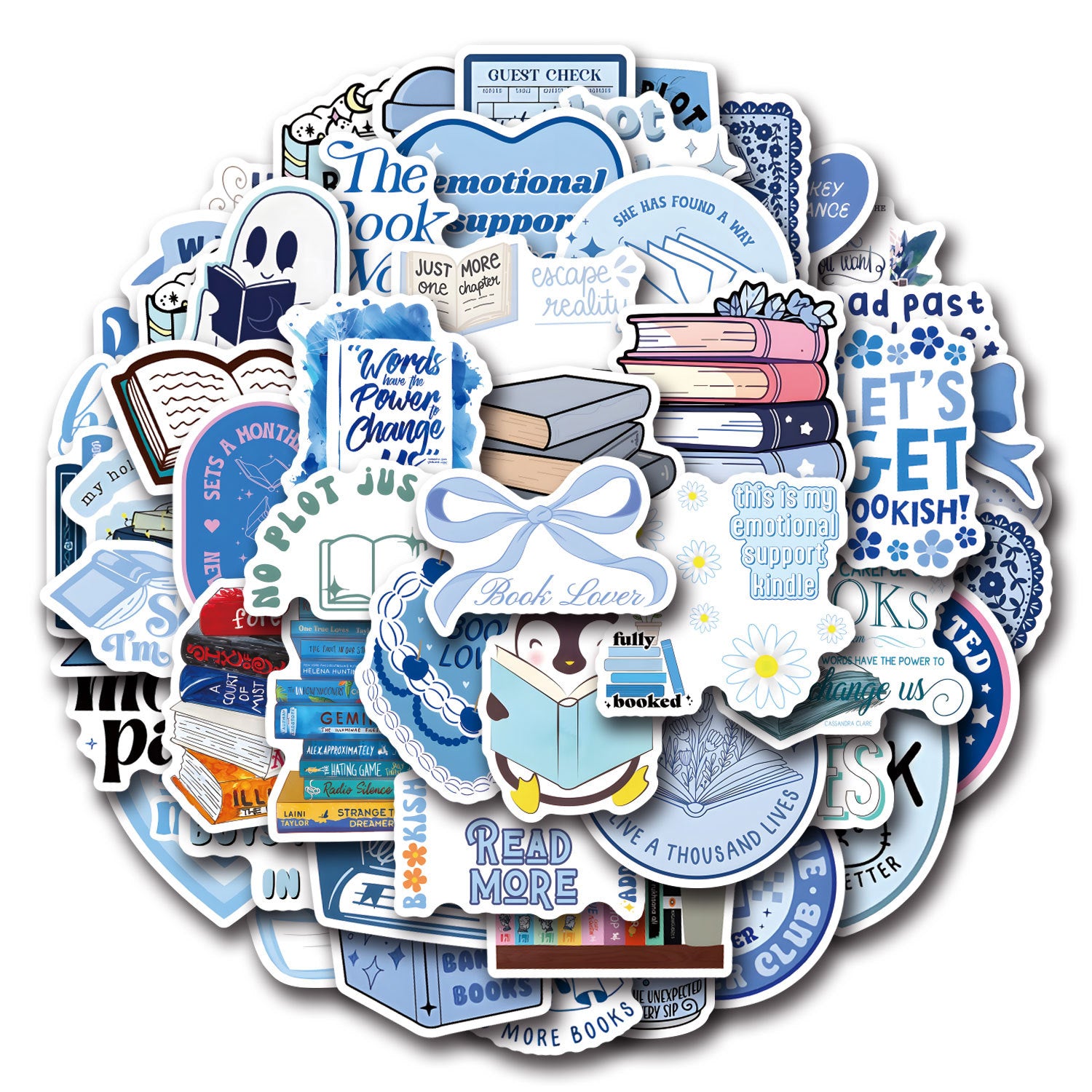 55 dessins animés mignons livres bleus livres créatifs autocollants décoratifs valise tasse pâte imperméable