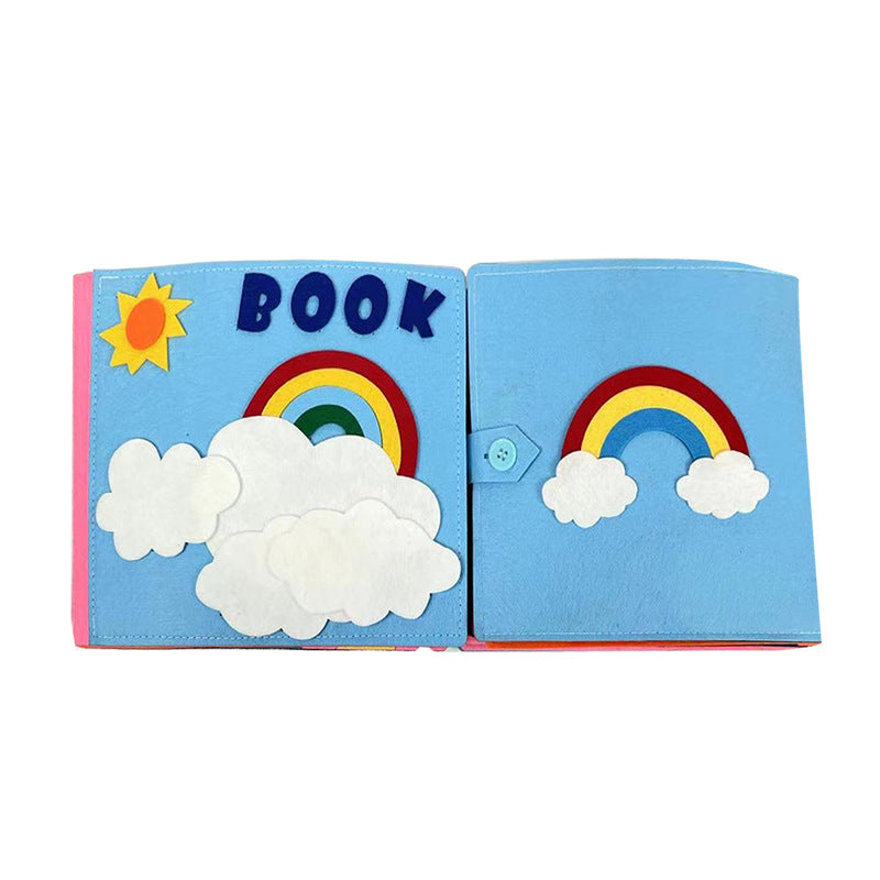 Livre en tissu feutre 3D Montessori pour l'éveil et l'éducation précoce, nouveauté transfrontalière : livre en tissu arc-en-ciel en feutre pour l'éveil.