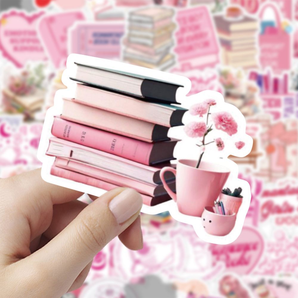 Lot de 120 autocollants de lecture roses, super économiques, décoration créative personnalisée pour livres, coques de téléphone, et carnets, disponibles en gros.