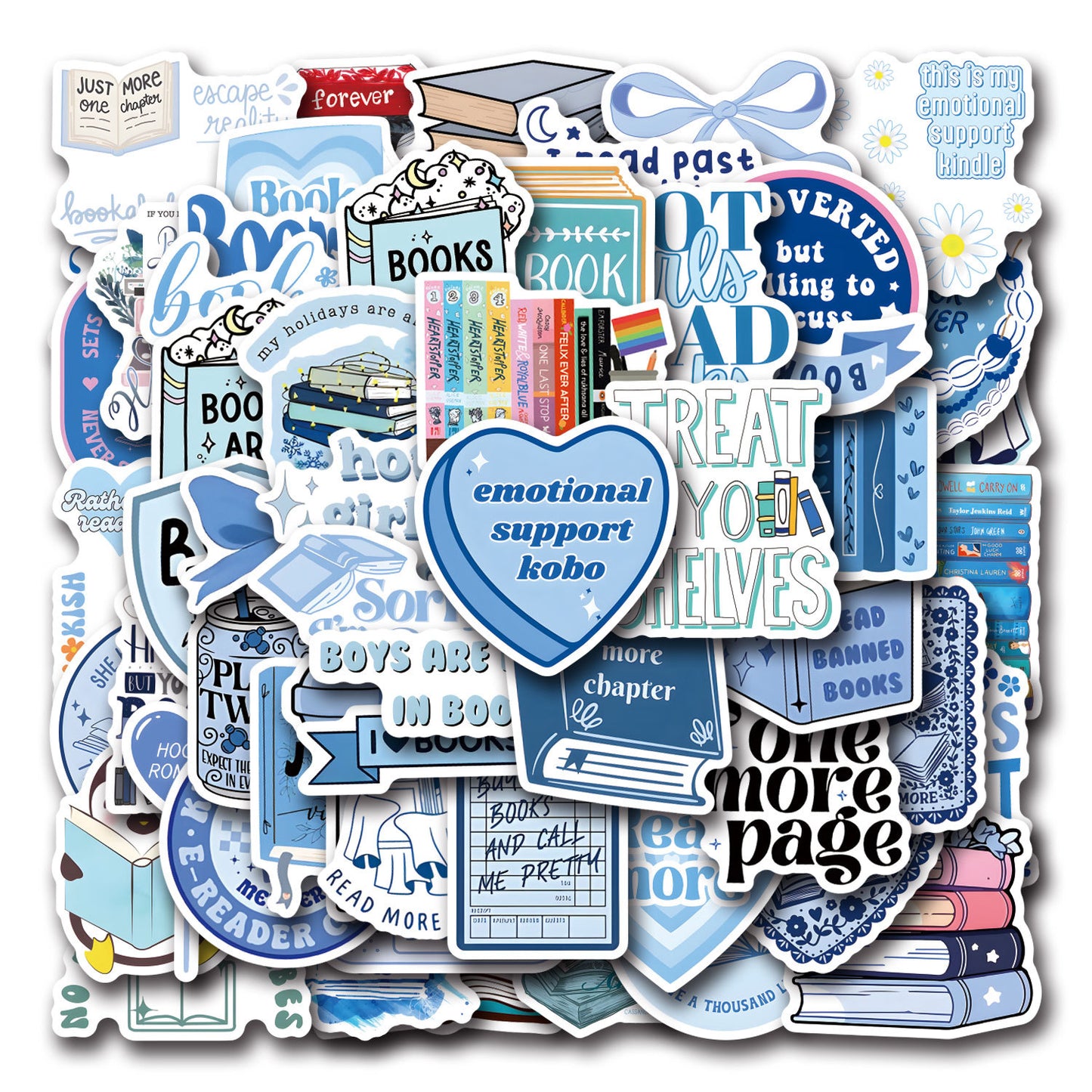 55 cartoon cute Blue Bookish Blue books creative stickers decorative luggage cup waterproof paste