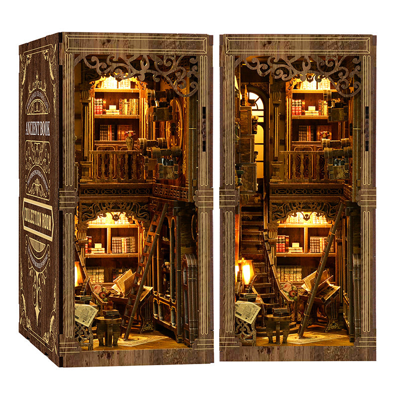 Boîte à livres transfrontalière, nouveau meuble de rangement pour livres anciens, support en bois, modèle 3D à assembler soi-même, petite maison, ornements de bibliothèque