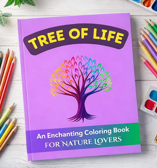 Tree of Life Colouring Book, Adult Colouring for Mental Health, Nature Healing and Colouring