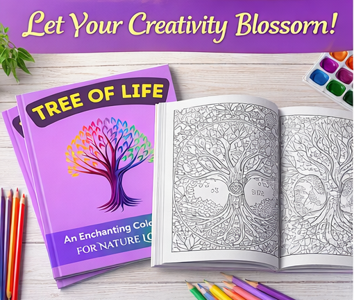 Tree of Life Colouring Book, Adult Colouring for Mental Health, Nature Healing and Colouring