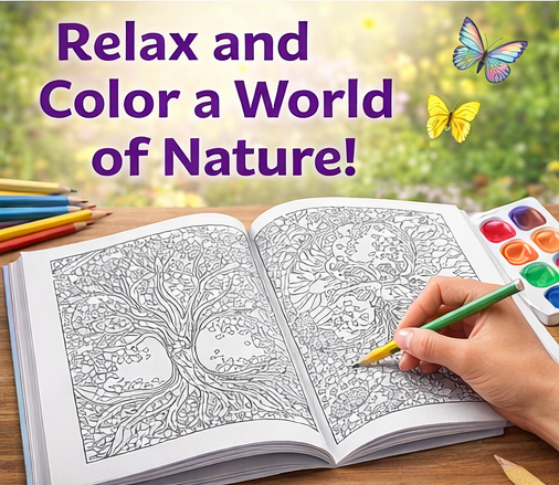 Tree of Life Colouring Book, Adult Colouring for Mental Health, Nature Healing and Colouring