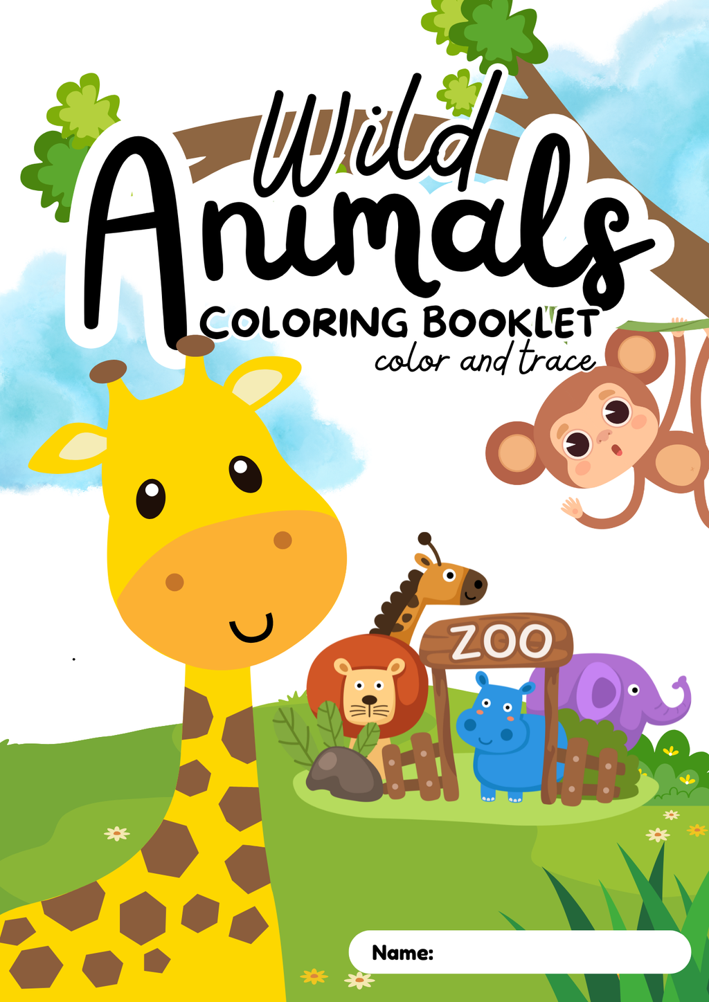 Livre de coloriage d'animaux sauvages pour enfants, cahier d'activités pour enfants