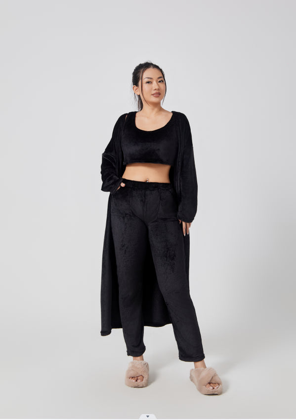 Ensemble de pyjama douillet, Ensemble de détente 3 pièces, Joli vêtement de détente, Ensembles de survêtement chauds, Ensemble assorti, Ensemble de détente, Ensembles de pantalons 3 pièces, Robe d'hiver femme