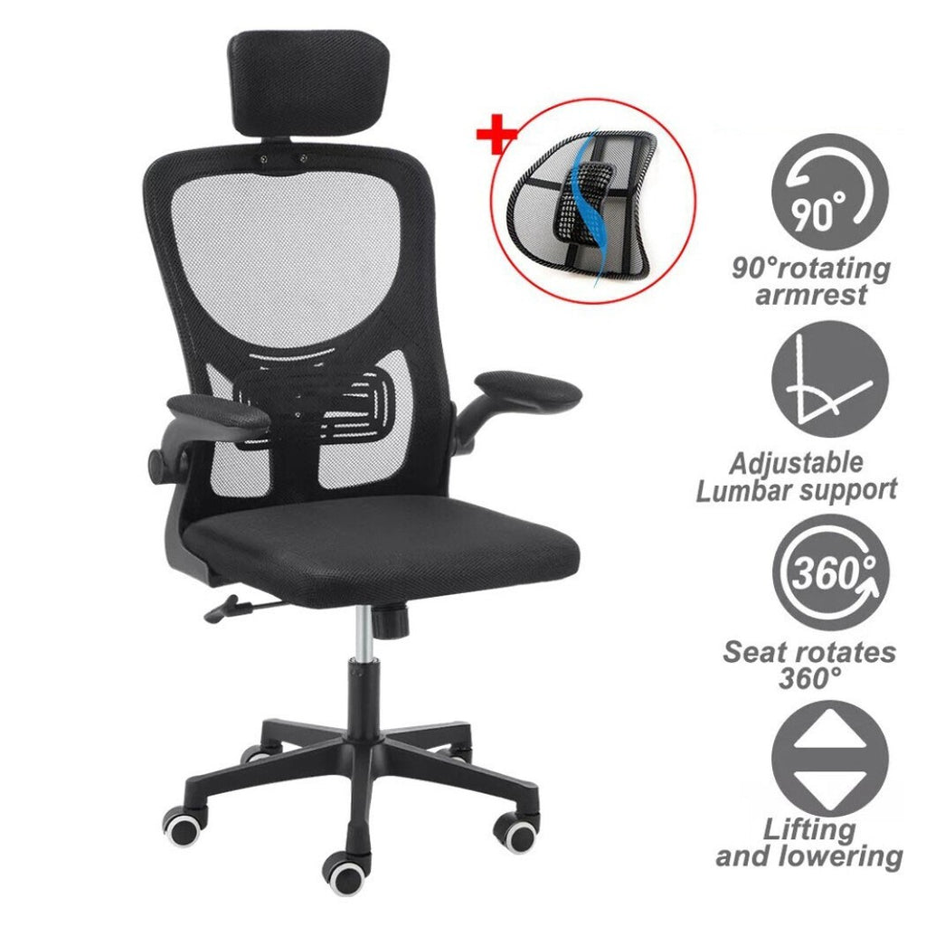 Chaise de bureau à domicile Fauteuil de bureau pivotant en maille ergonomique réglable en hauteur