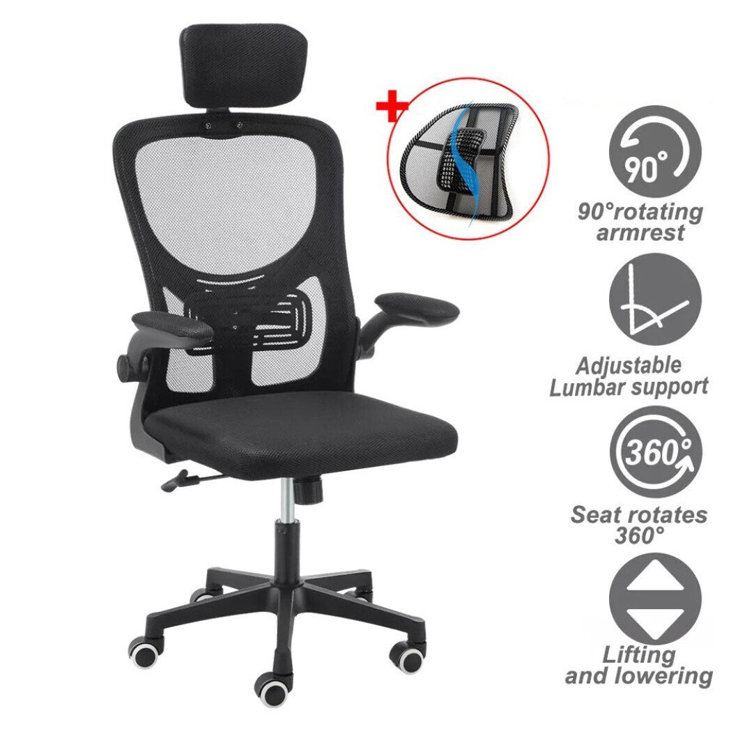Chaise de bureau à domicile Fauteuil de bureau pivotant en maille ergonomique réglable en hauteur