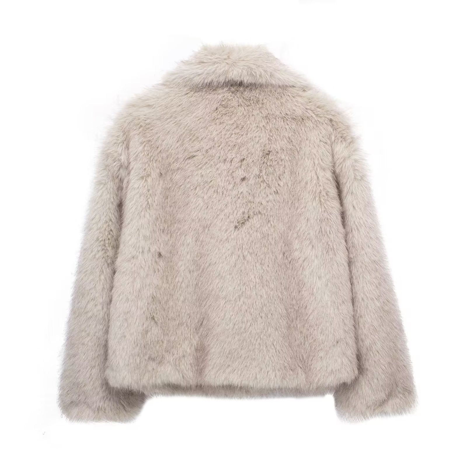 Manteau d'hiver en peluche mode chaud épais moelleux revers veste décontractée hauts à manches longues vêtements pour femmes