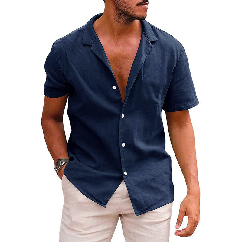 Hauts pour hommes Chemise décontractée boutonnée à manches courtes Chemise de plage Vêtements d'été pour hommes