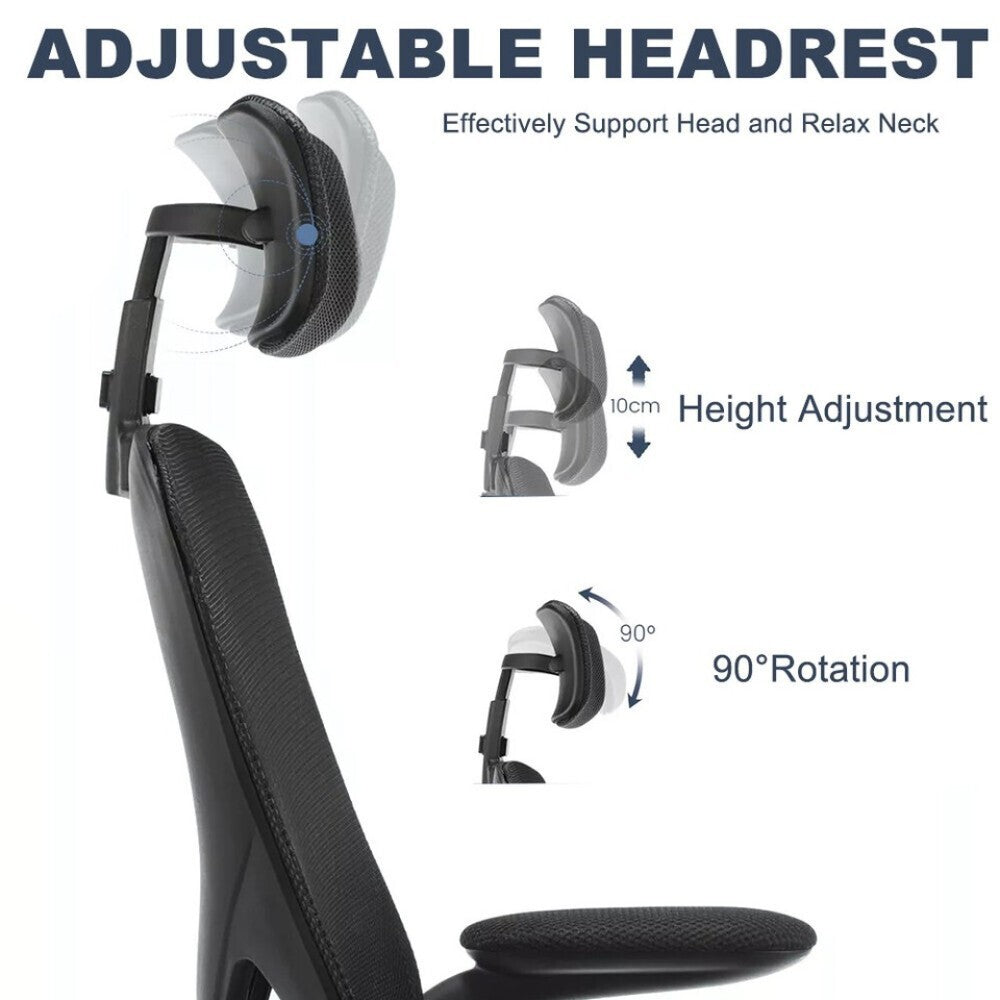 Chaise de bureau à domicile Fauteuil de bureau pivotant en maille ergonomique réglable en hauteur