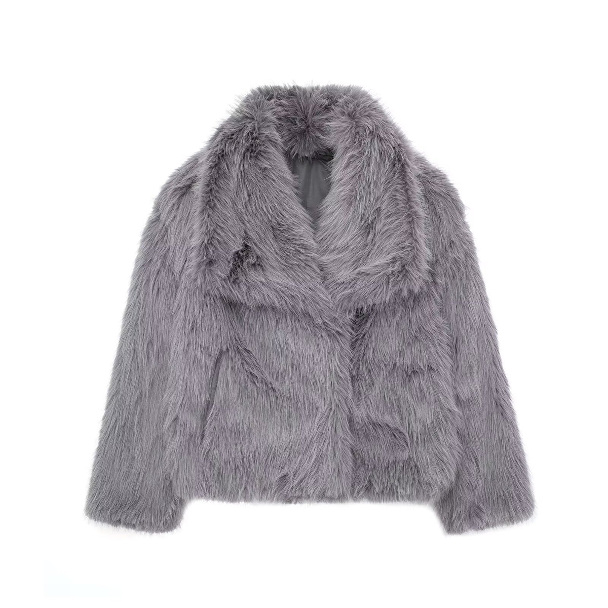 Manteau d'hiver en peluche mode chaud épais moelleux revers veste décontractée hauts à manches longues vêtements pour femmes
