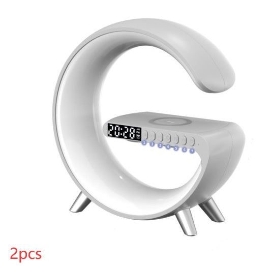 Nouvelle lampe LED intelligente en forme de G, haut-parleur Bluetooth, chargeur sans fil, lampe d'ambiance, contrôle via application pour la décoration de chambre à coucher et de maison