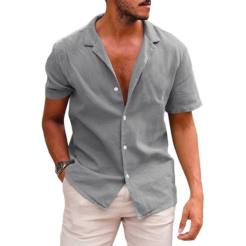 Hauts pour hommes Chemise décontractée boutonnée à manches courtes Chemise de plage Vêtements d'été pour hommes
