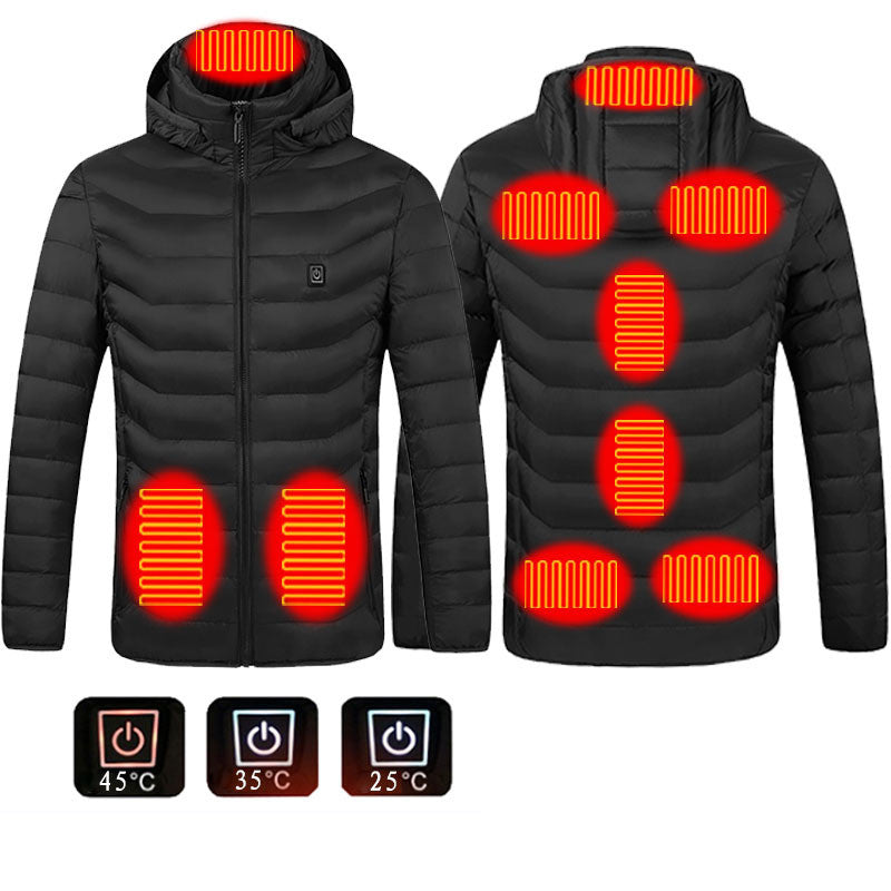 Veste d'hiver chauffante USB, en coton, électrique, manteau zippé, vêtements thermiques chauffants, gilet chauffant pour hommes