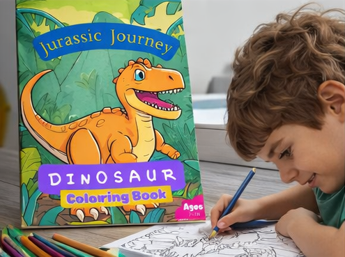 Livre de coloriage de dinosaures « Voyage Jurassique », livre d'activités pour enfants, coloriage pour enfants