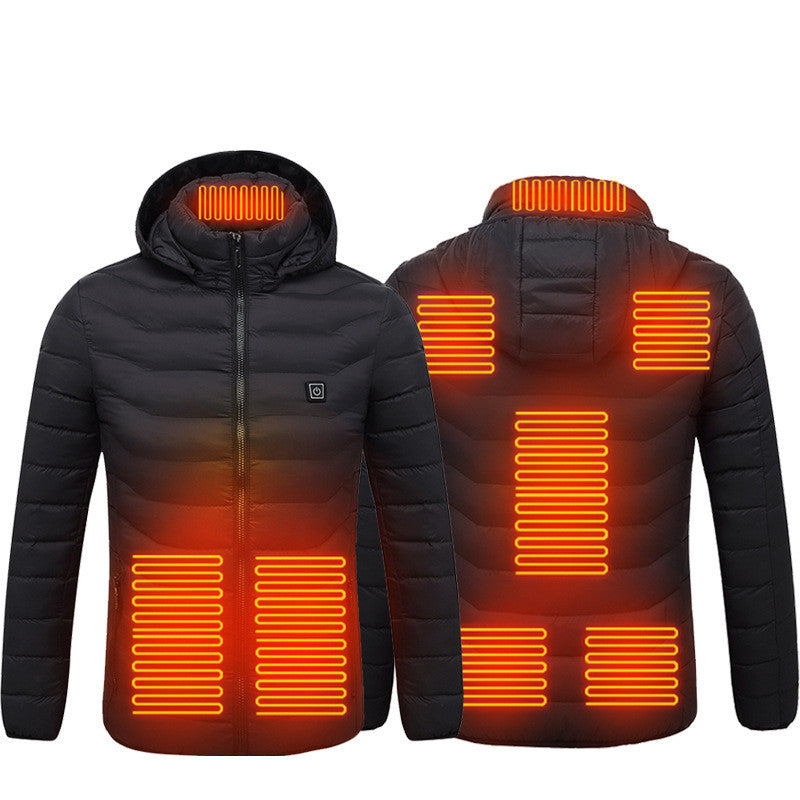 Veste d'hiver chauffante USB, en coton, électrique, manteau zippé, vêtements thermiques chauffants, gilet chauffant pour hommes