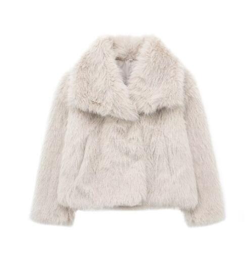 Manteau d'hiver en peluche mode chaud épais moelleux revers veste décontractée hauts à manches longues vêtements pour femmes